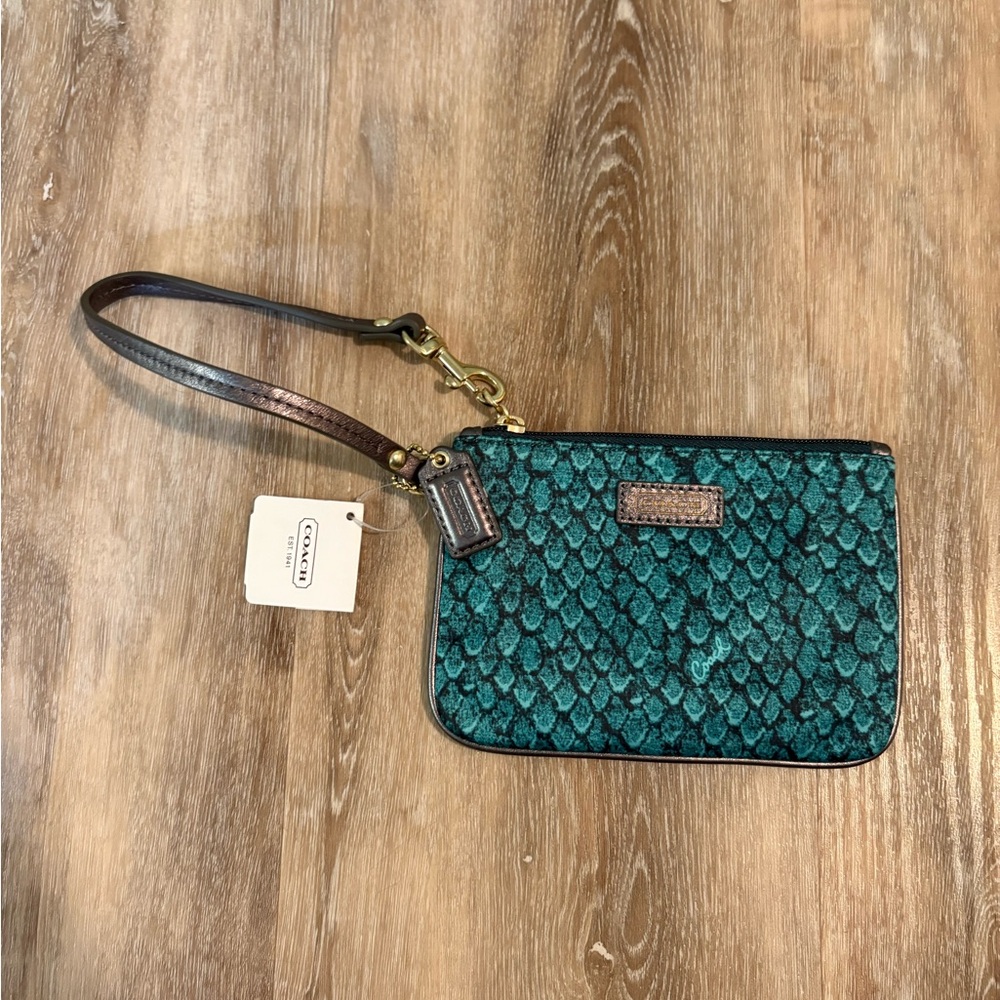 Coach Teal Wristlet Bag NWT